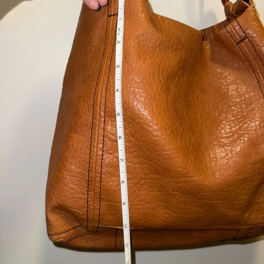 Kate Landry Brown Leather Hobo Bag with Textured Finish - Picture 4 of 12